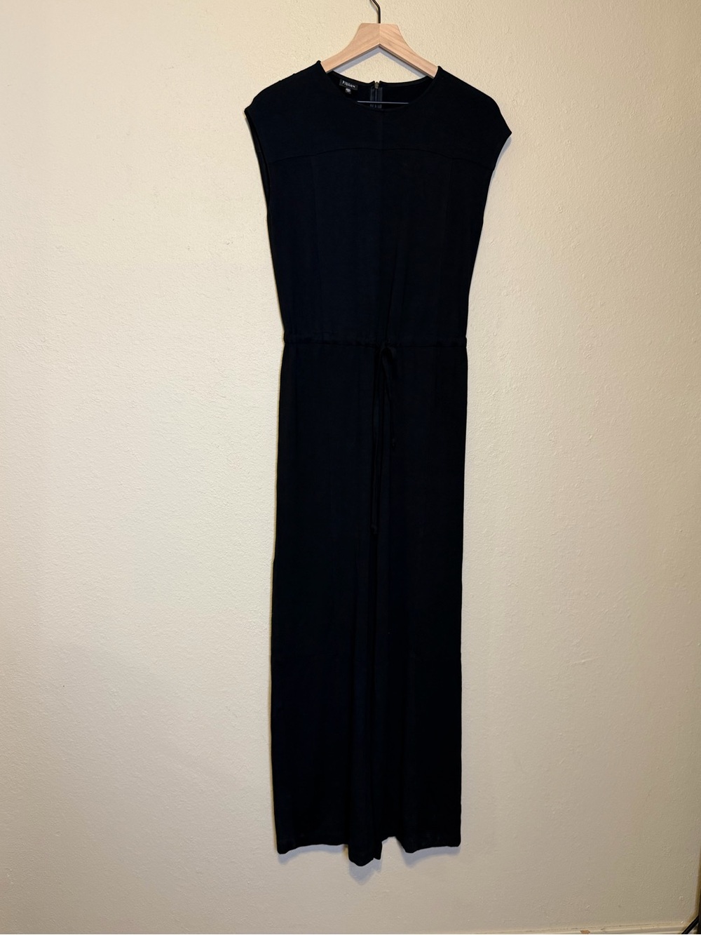 Eileen Fisher Black Wide Leg Jumpsuit Drawstring Waist Sleeveless size XS